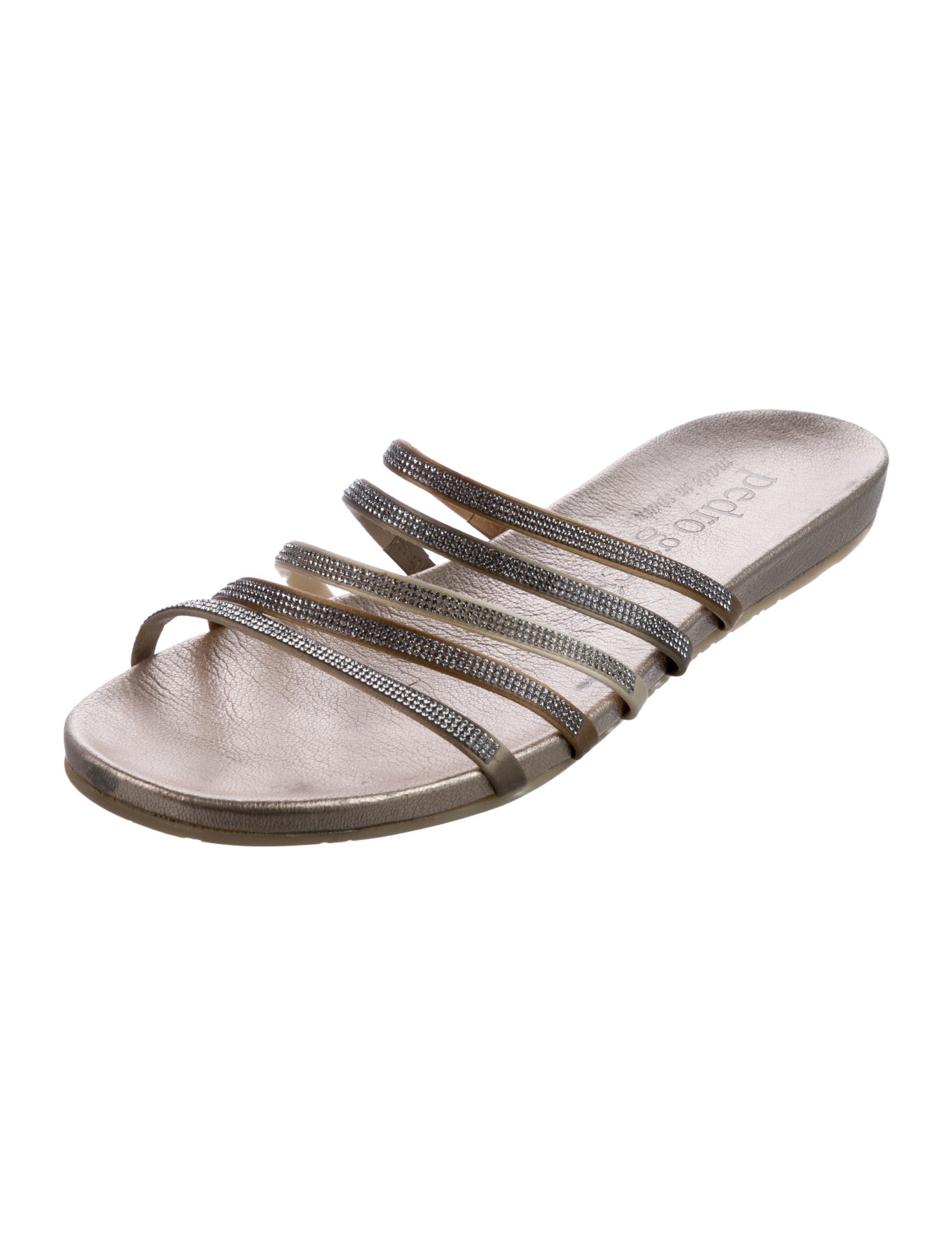 Pedro Garcia Leather Crystal Embellishments Slides