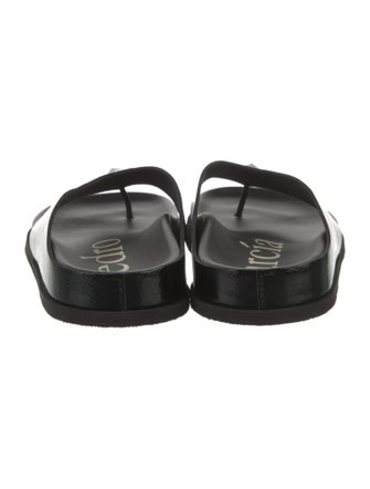 Pedro Garcia Patent Leather Crystal Embellishments Slides