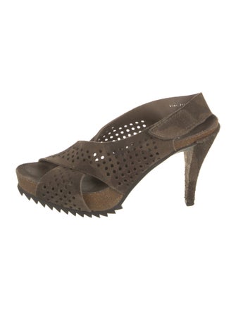 Pedro Garcia Suede Lasercut Accents Slingback Sandals