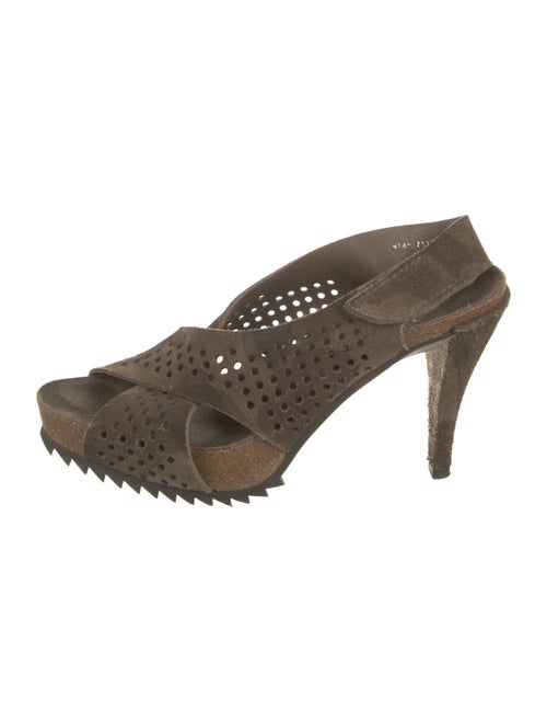 Pedro Garcia Suede Lasercut Accents Slingback Sandals