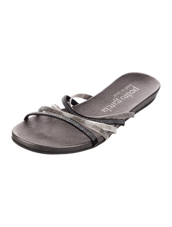Pedro Garcia Leather Crystal Embellishments Slides