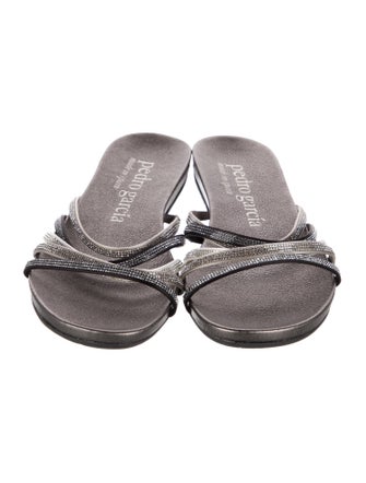 Pedro Garcia Leather Crystal Embellishments Slides