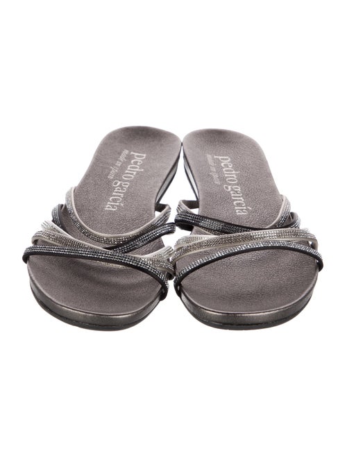 Pedro Garcia Leather Crystal Embellishments Slides