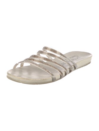 Pedro Garcia Leather Crystal Embellishments Slides