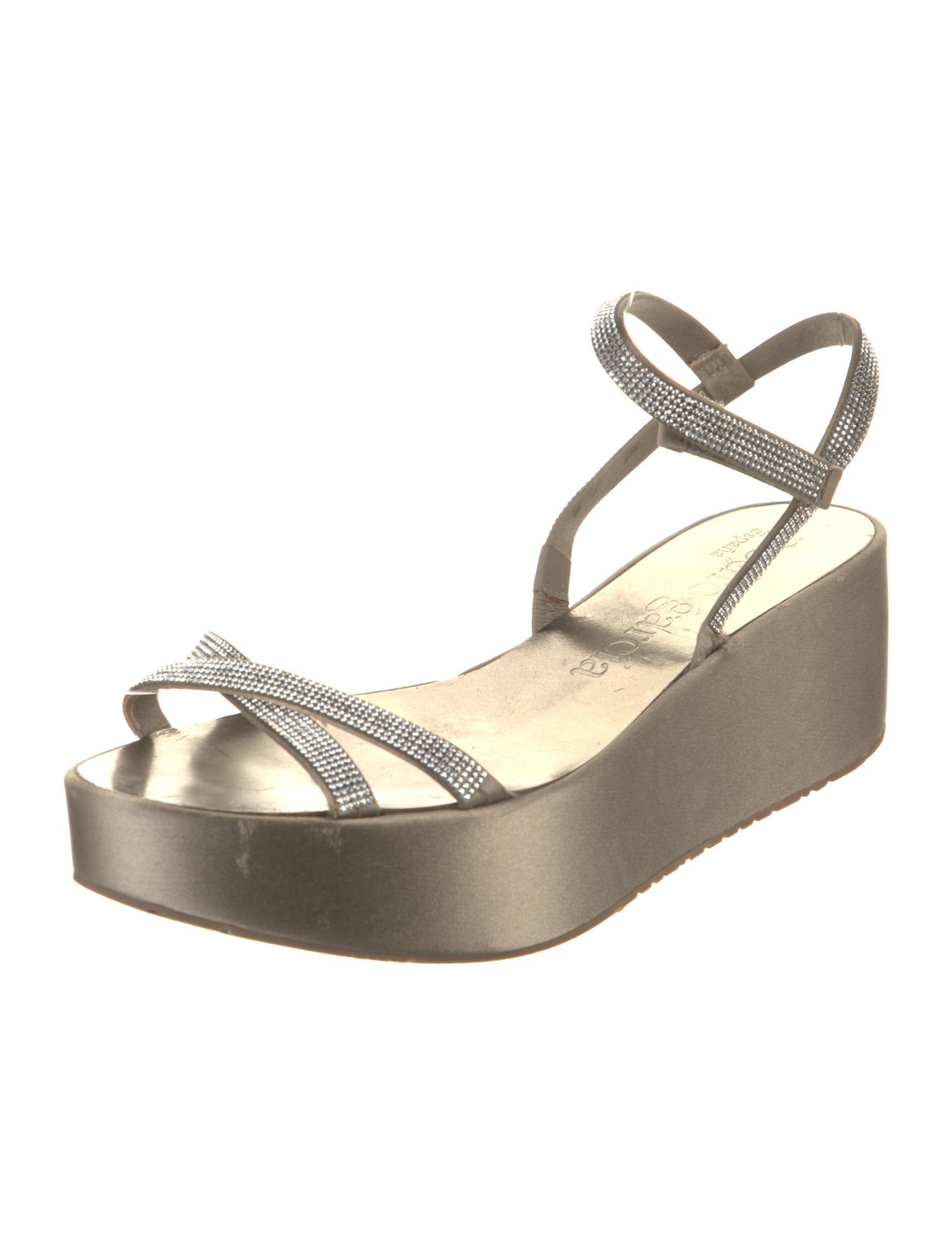 Pedro Garcia Satin Crystal Embellishments Sandals