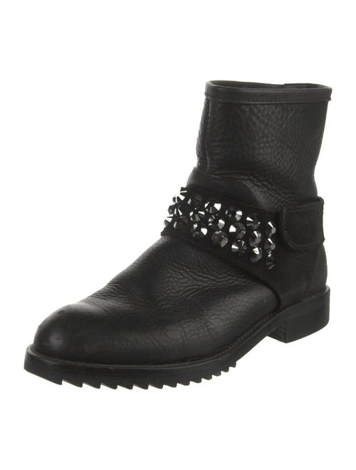 Pedro Garcia Leather Crystal Embellishments Moto Boots
