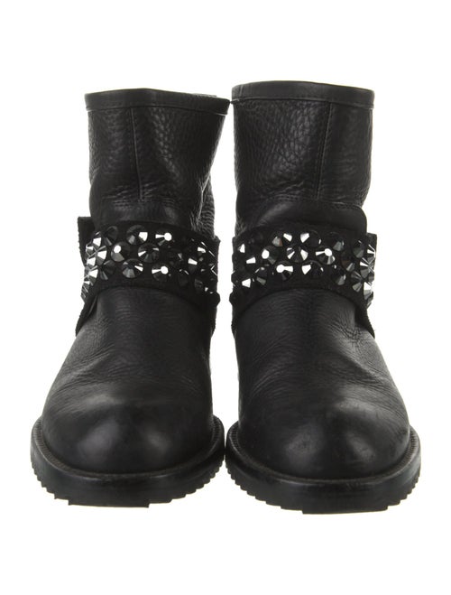 Pedro Garcia Leather Crystal Embellishments Moto Boots