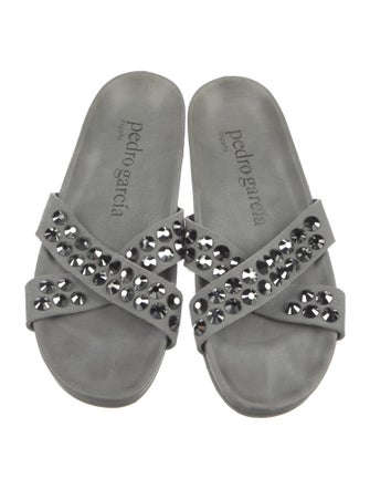 Pedro Garcia Suede Crystal Embellishments Slides