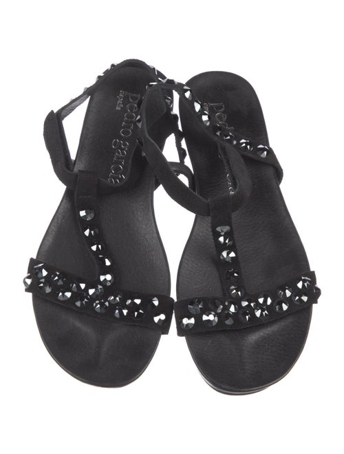 Pedro Garcia Suede Crystal Embellishments T-Strap Sandals