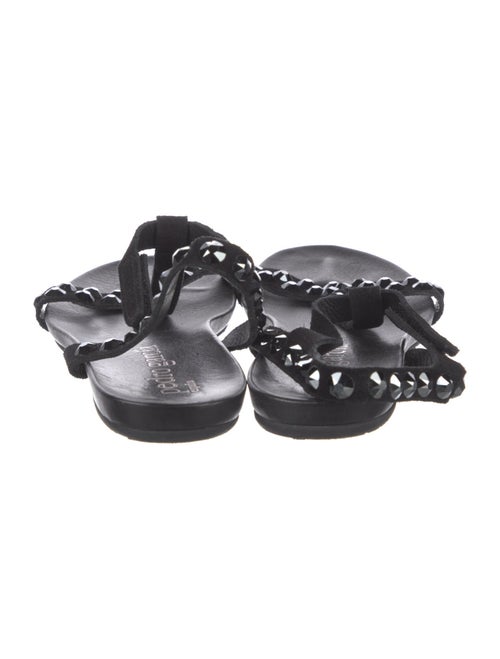 Pedro Garcia Suede Crystal Embellishments T-Strap Sandals