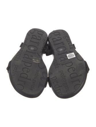 Pedro Garcia Suede Crystal Embellishments T-Strap Sandals