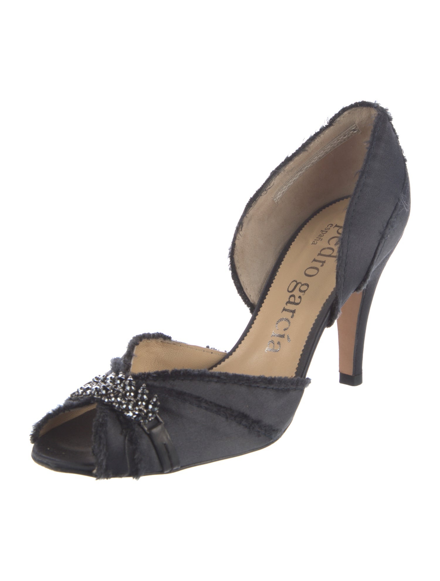 Pedro Garcia Satin Crystal Embellishments D'Orsay Pumps