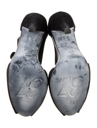 Pedro Garcia Suede Crystal Embellishments T-Strap Pumps