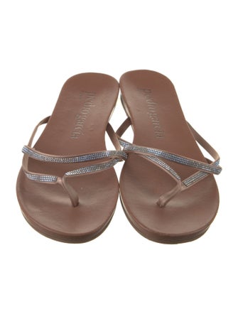 Pedro Garcia Leather Crystal Embellishments Slides