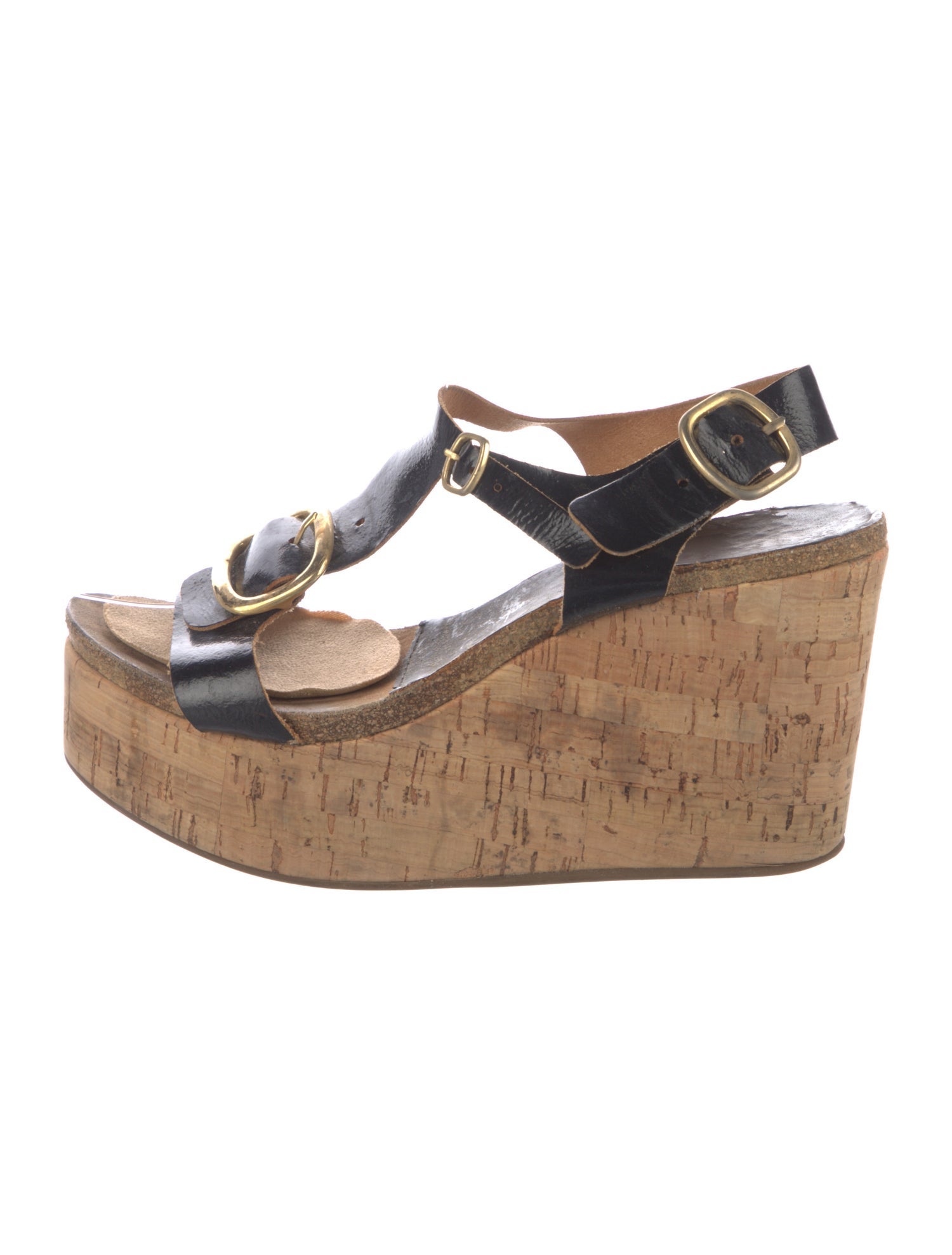 Pedro Garcia Patent Leather Colorblock Pattern Slingback Sandals