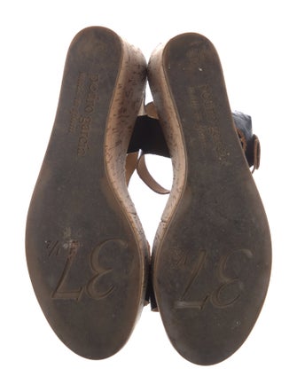 Pedro Garcia Patent Leather Colorblock Pattern Slingback Sandals