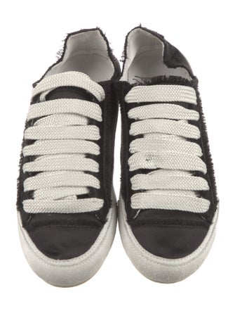 Pedro Garcia Satin Raw-Edge Trim Sneakers