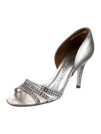 Pedro Garcia Leather Crystal Embellishments Slingback Sandals