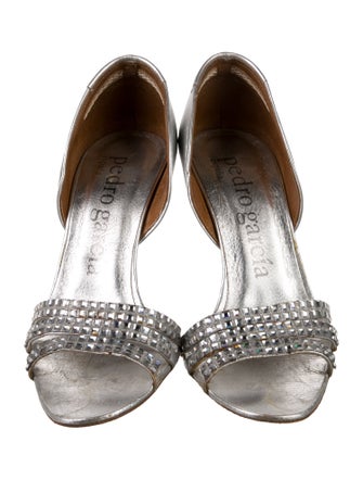 Pedro Garcia Leather Crystal Embellishments Slingback Sandals