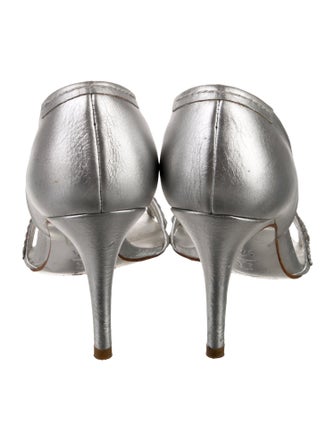 Pedro Garcia Leather Crystal Embellishments Slingback Sandals