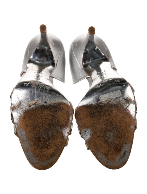 Pedro Garcia Leather Crystal Embellishments Slingback Sandals