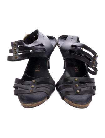 Pedro Garcia Leather Cutout Accent Slingback Sandals