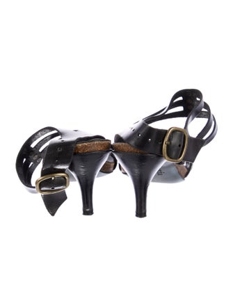 Pedro Garcia Leather Cutout Accent Slingback Sandals
