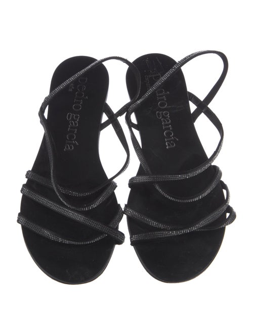 Pedro Garcia Leather Crystal Embellishments Slingback Sandals