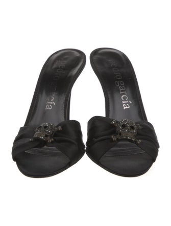 Pedro Garcia Satin Crystal Embellishments Slides