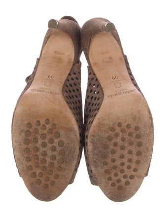 Pedro Garcia Suede Lasercut Accents Slingback Pumps