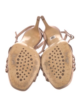 Pedro Garcia Satin Crystal Embellishments Slingback Sandals