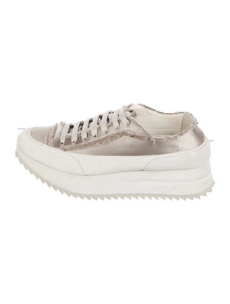 Pedro Garcia Satin Raw-Edge Trim Sneakers