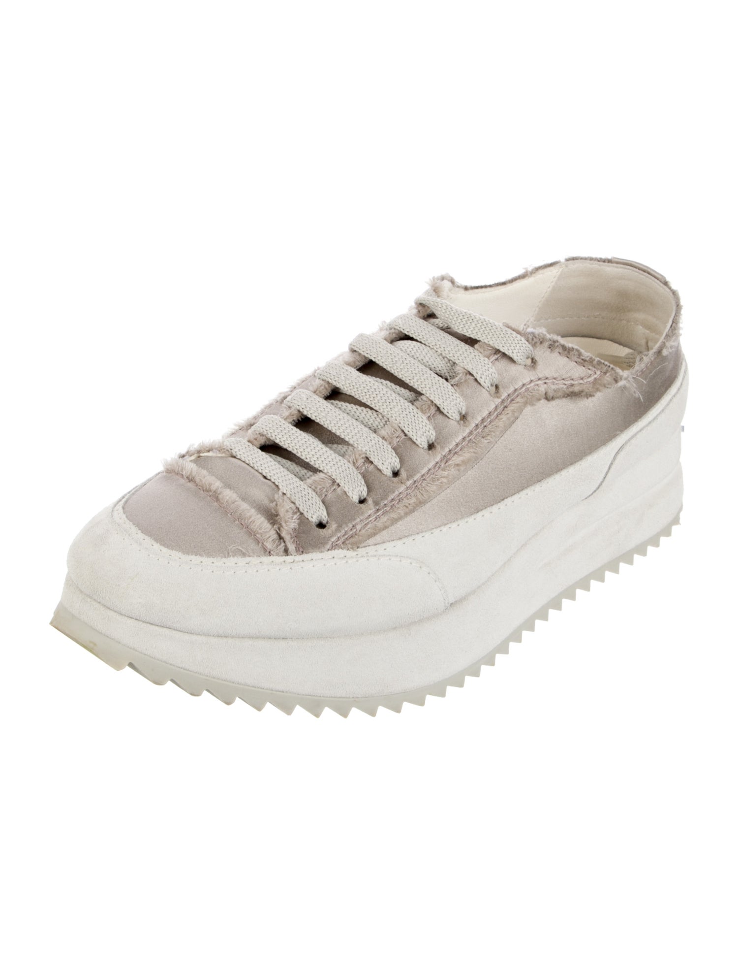 Pedro Garcia Satin Raw-Edge Trim Sneakers