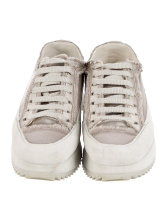 Pedro Garcia Satin Raw-Edge Trim Sneakers