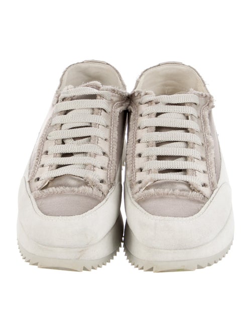 Pedro Garcia Satin Raw-Edge Trim Sneakers