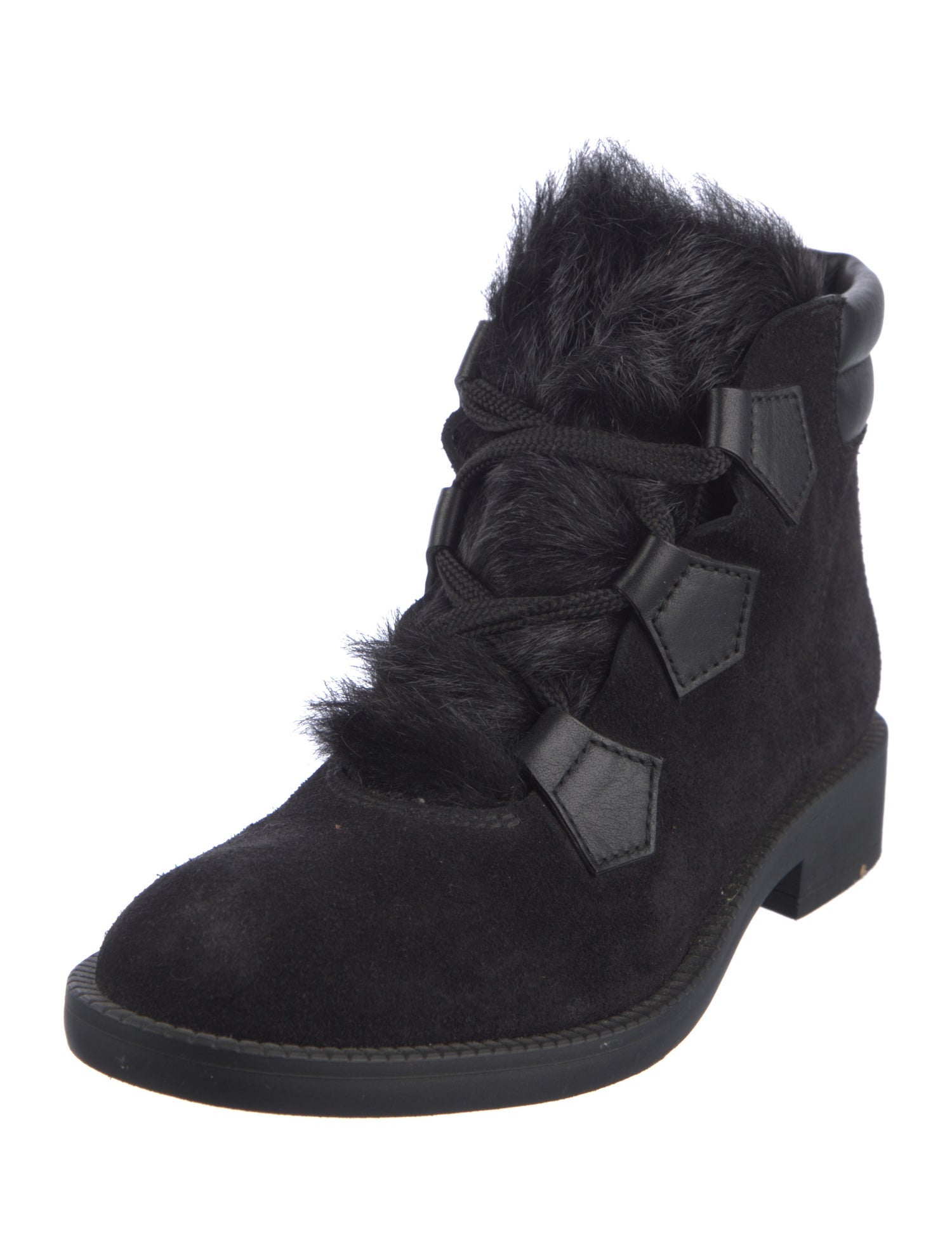Pedro Garcia Suede Fur Trim Combat Boots