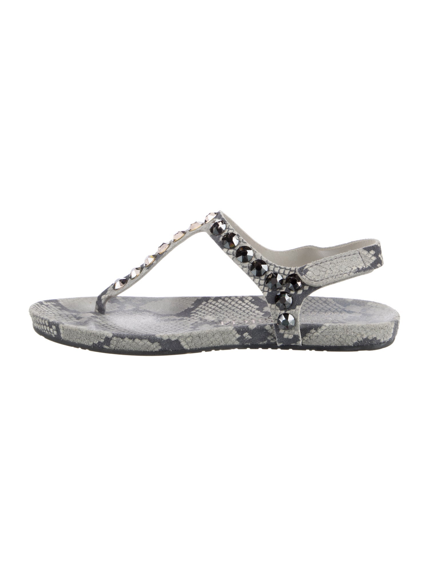 Pedro Garcia Embossed Leather Animal Print T-Strap Sandals