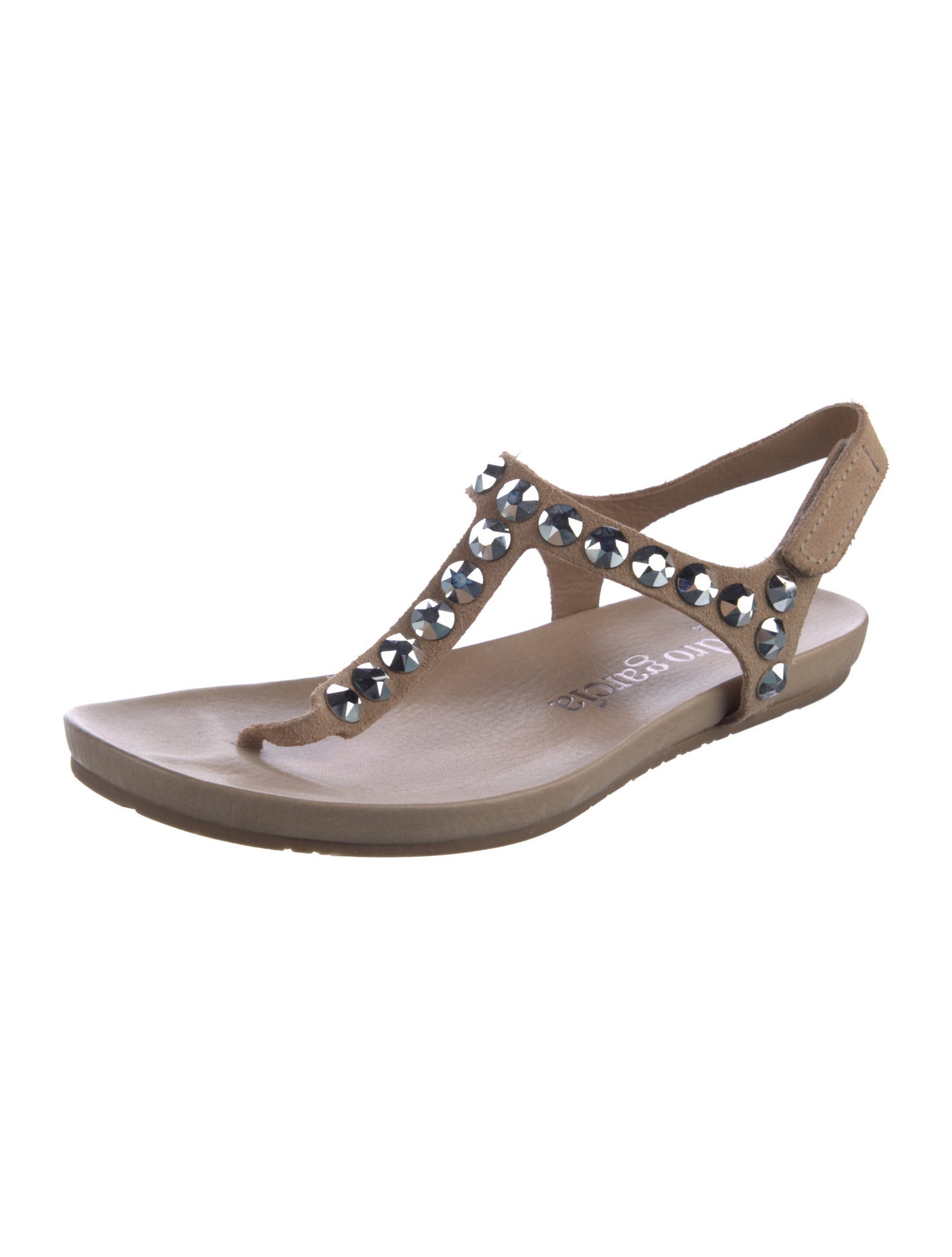Pedro Garcia Suede Studded Accents T-Strap Sandals