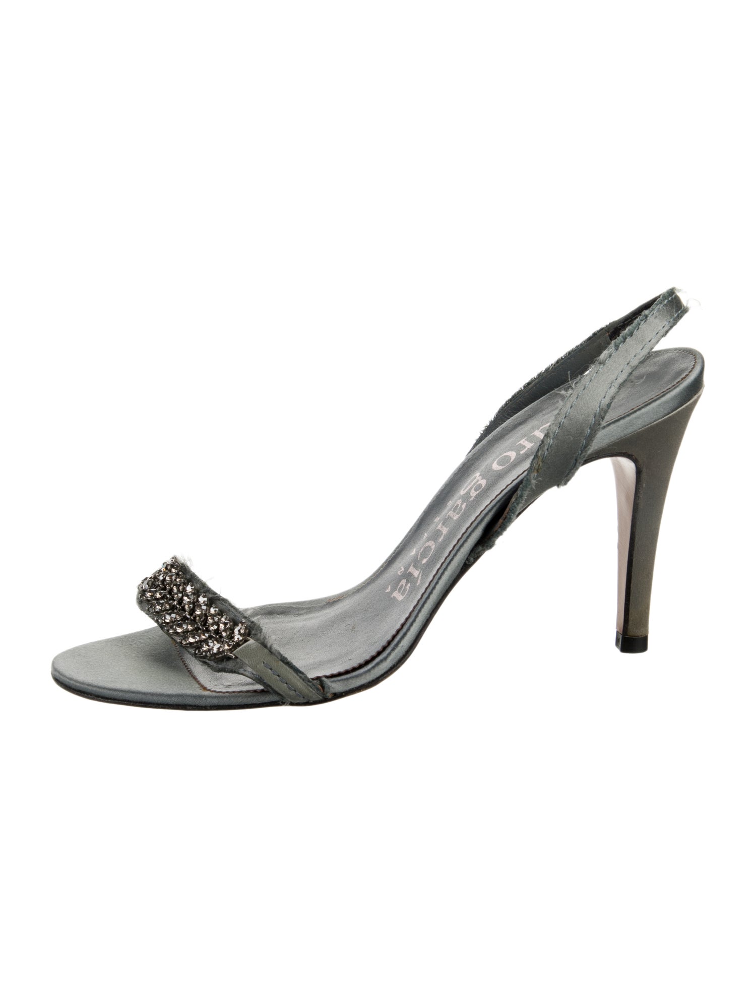 Pedro Garcia Satin Crystal Embellishments Slingback Sandals