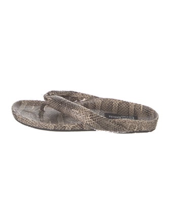 Pedro Garcia Leather Animal Print Flip Flops