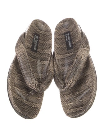 Pedro Garcia Leather Animal Print Flip Flops