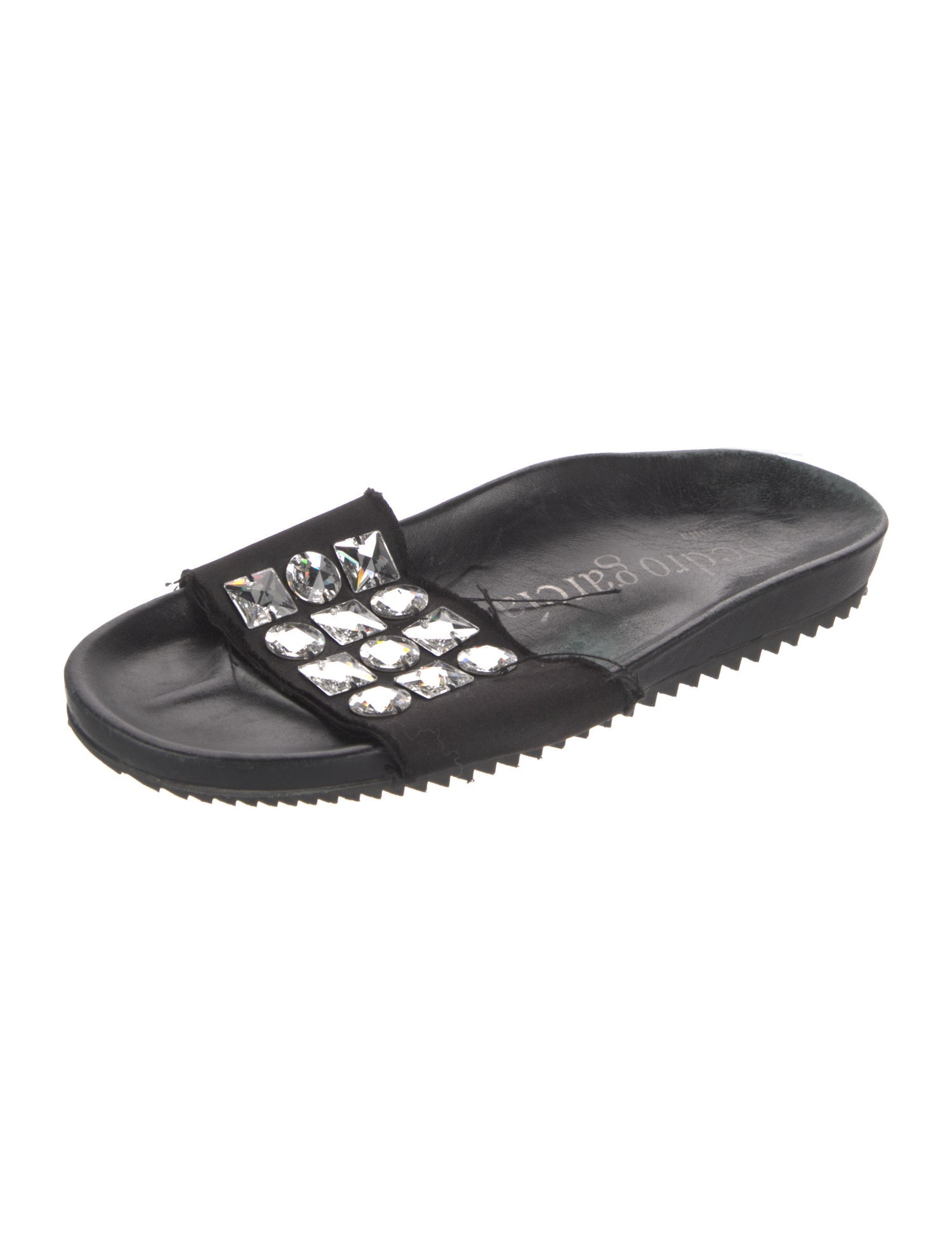 Pedro Garcia Leather Crystal Embellishments Slides