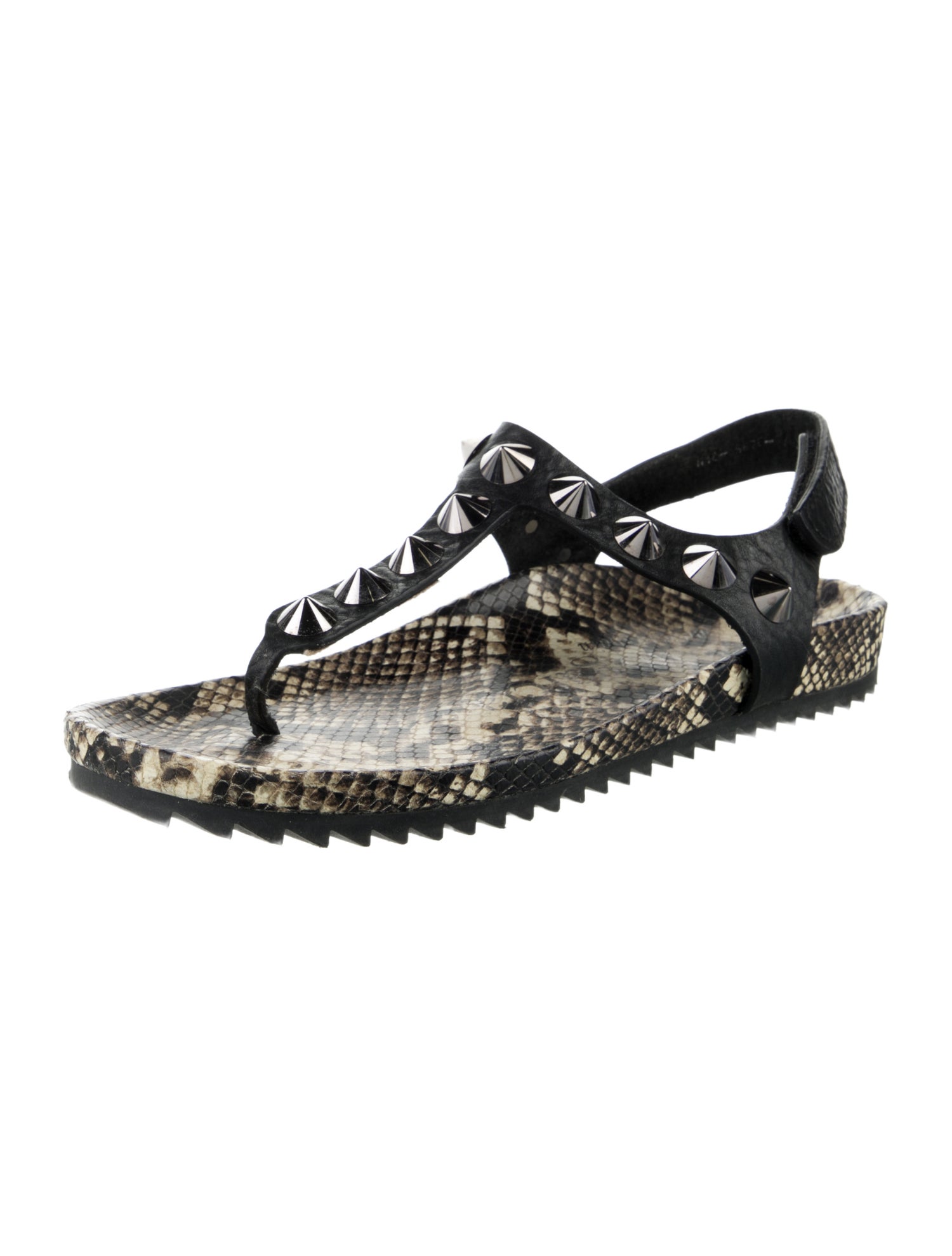 Pedro Garcia Leather Animal Print T-Strap Sandals
