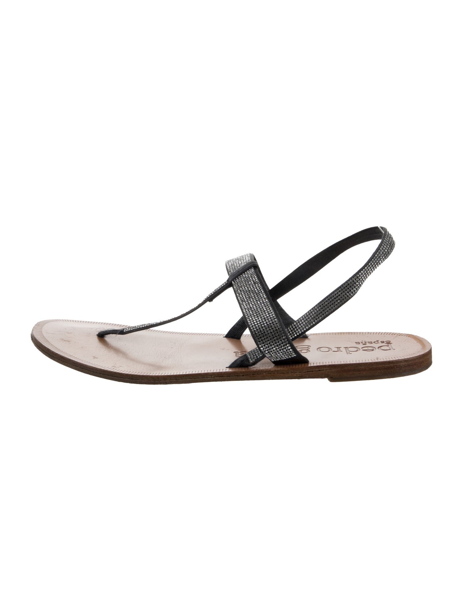 Pedro Garcia Leather Crystal Embellishments Slingback Sandals