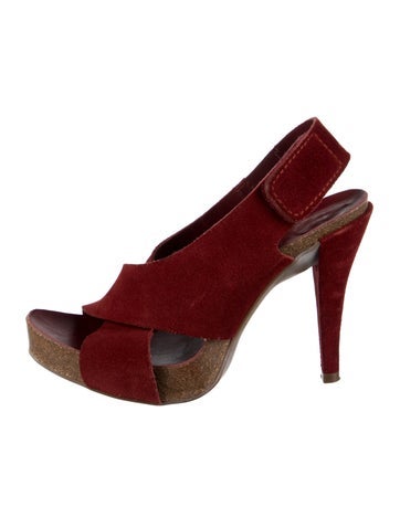 Pre-owned Pedro Garcia Suede Slingback Pumps In Burgundy