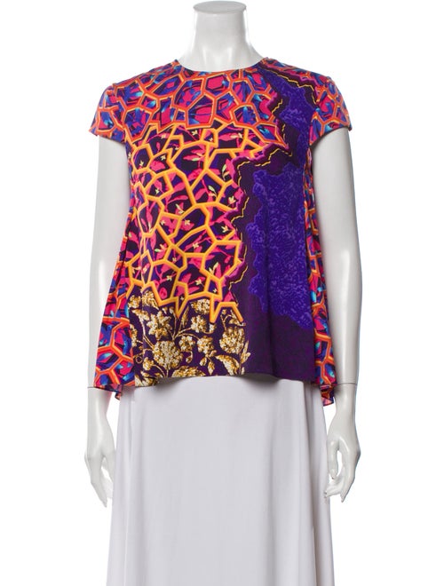 Peter Pilotto Silk Floral Print Blouse Orange