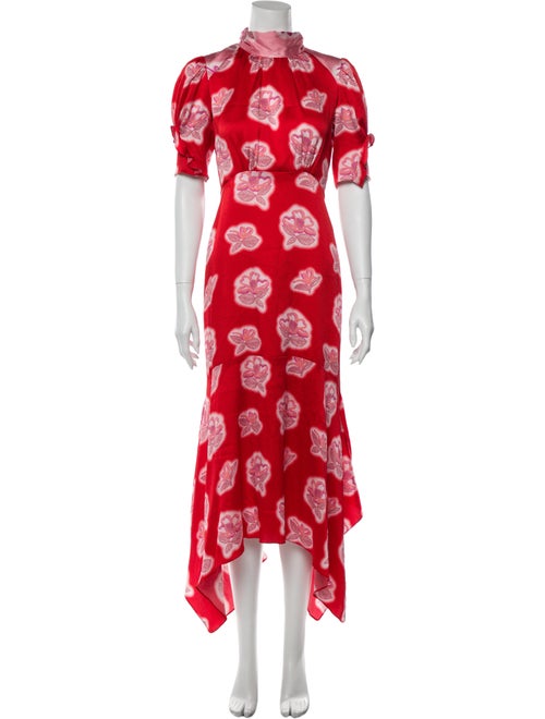 Peter Pilotto Floral Print Midi Length Dress Red