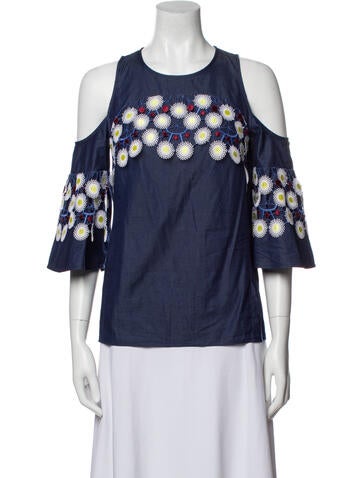 Peter Pilotto Tops Lace Pattern Crew Neck Blouse XS