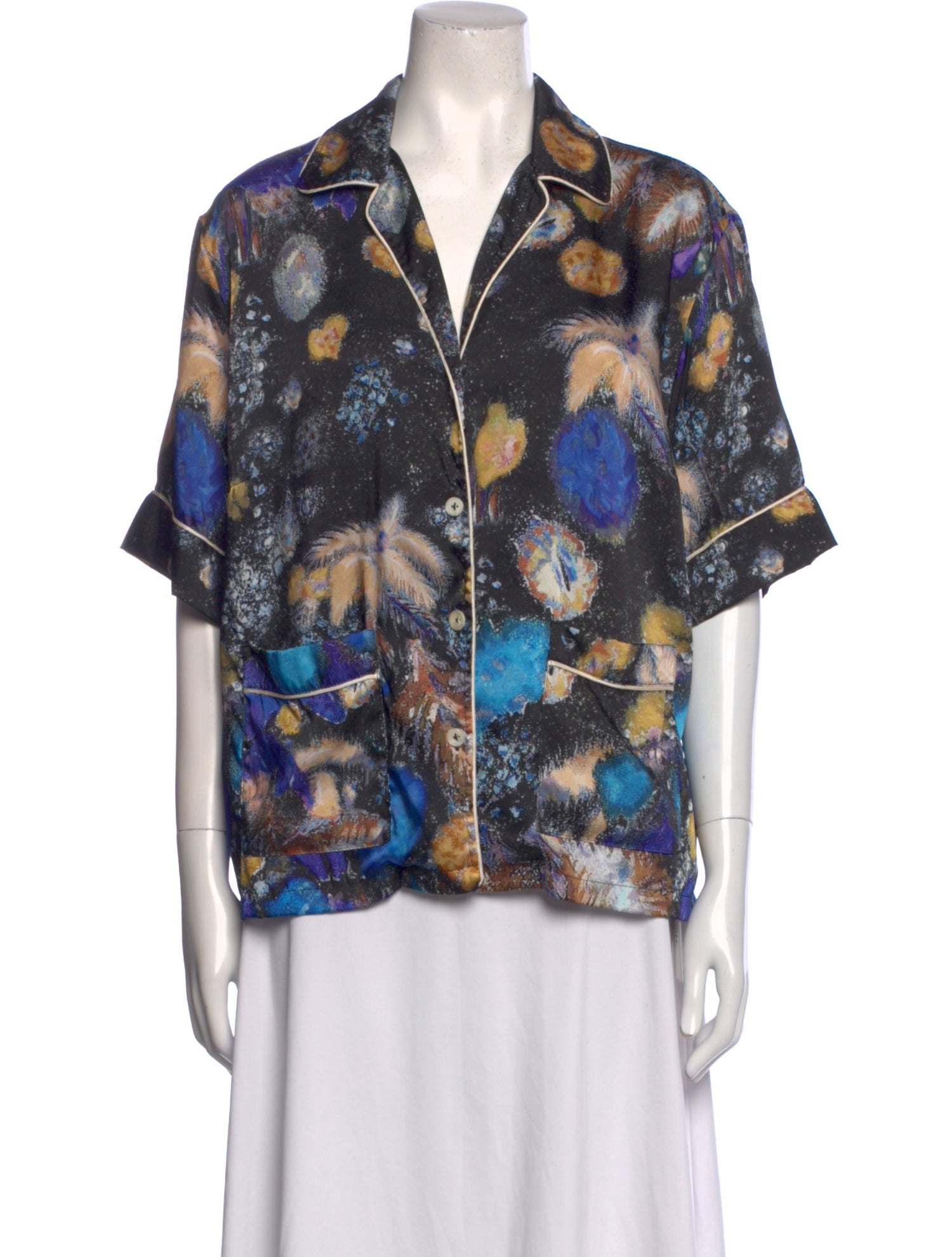 Peter Pilotto Printed V-Neck Button-Up Top
