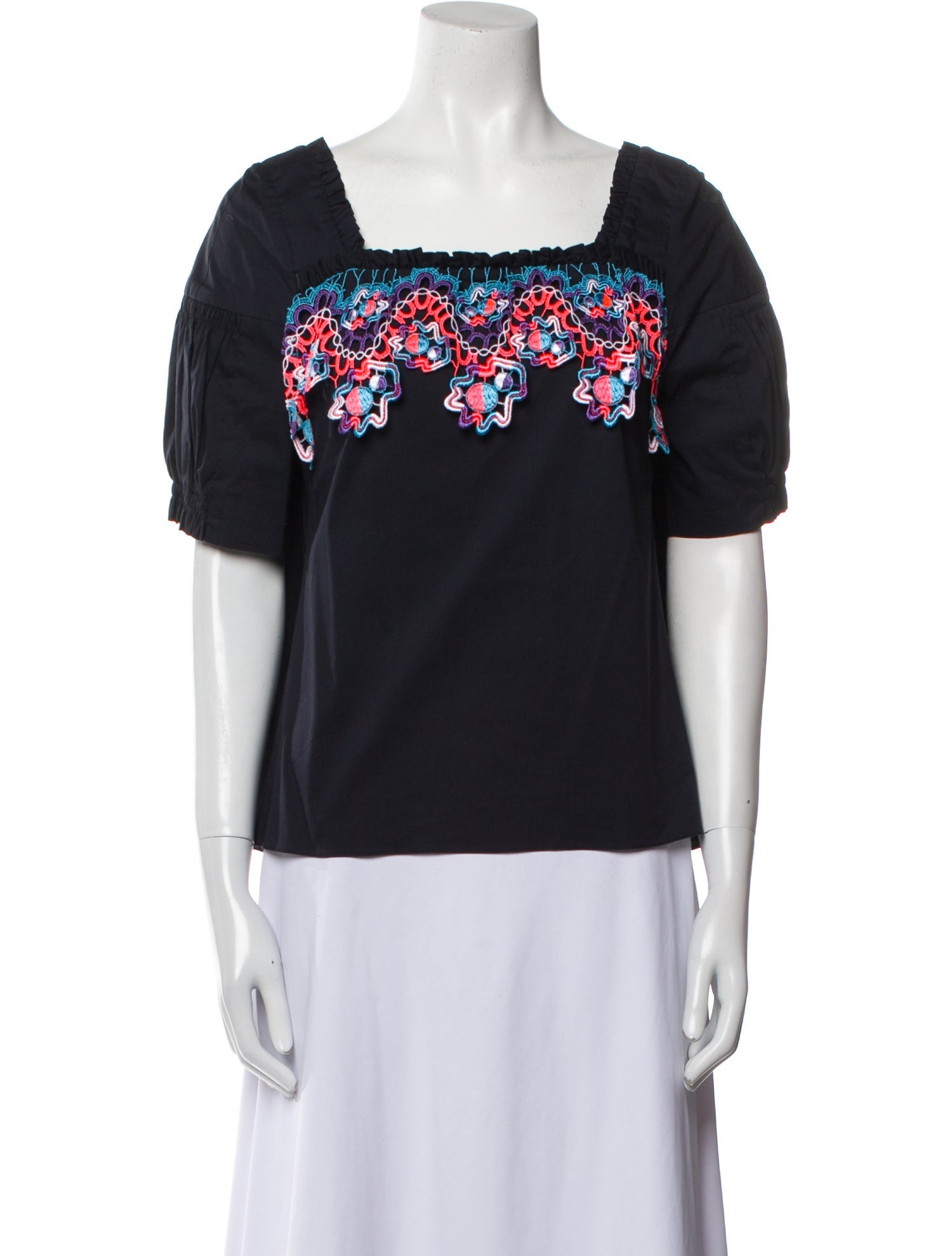 Peter Pilotto Square Neckline Short Sleeve Top